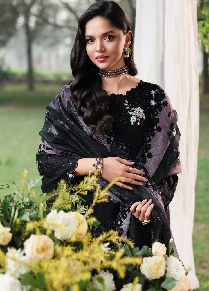 Tales of Petals by Sardinia Unstitched Embroidered Luxury Lawn 3 Pcs Suit SRD26UTP D-10 Midnight Bloom - Festive