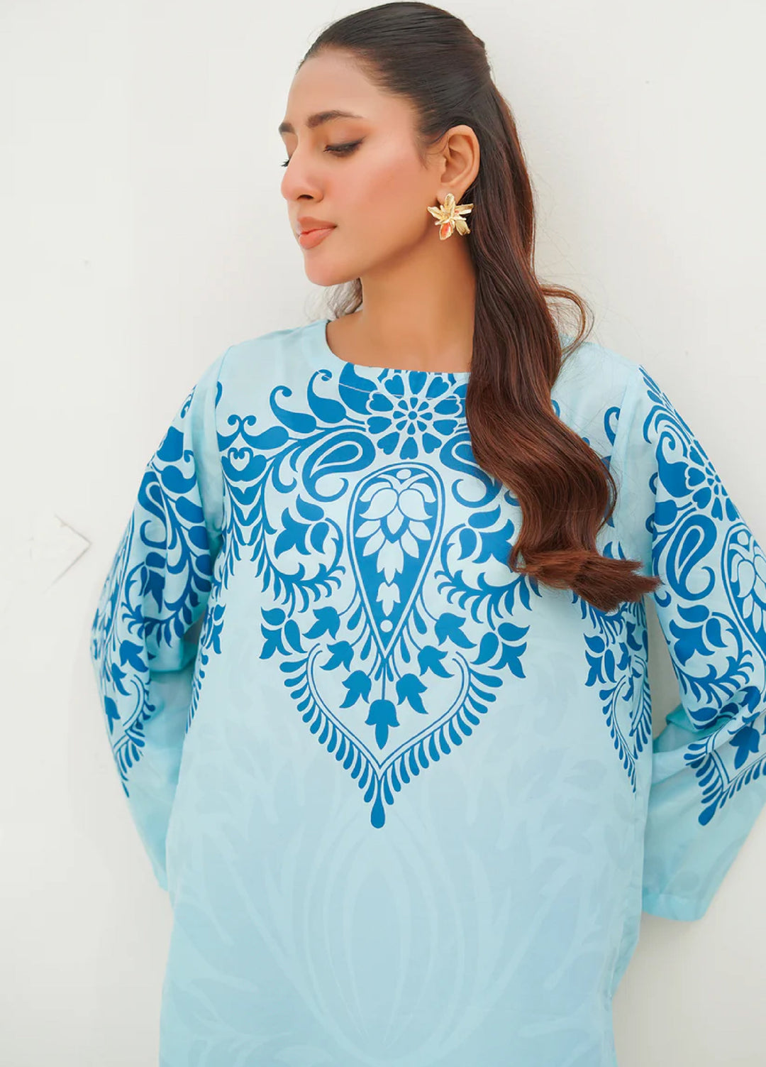 Nairah Women Pret Printed Arabic Lawn Suit NAH26PN Aqua Blue - Spring Collection