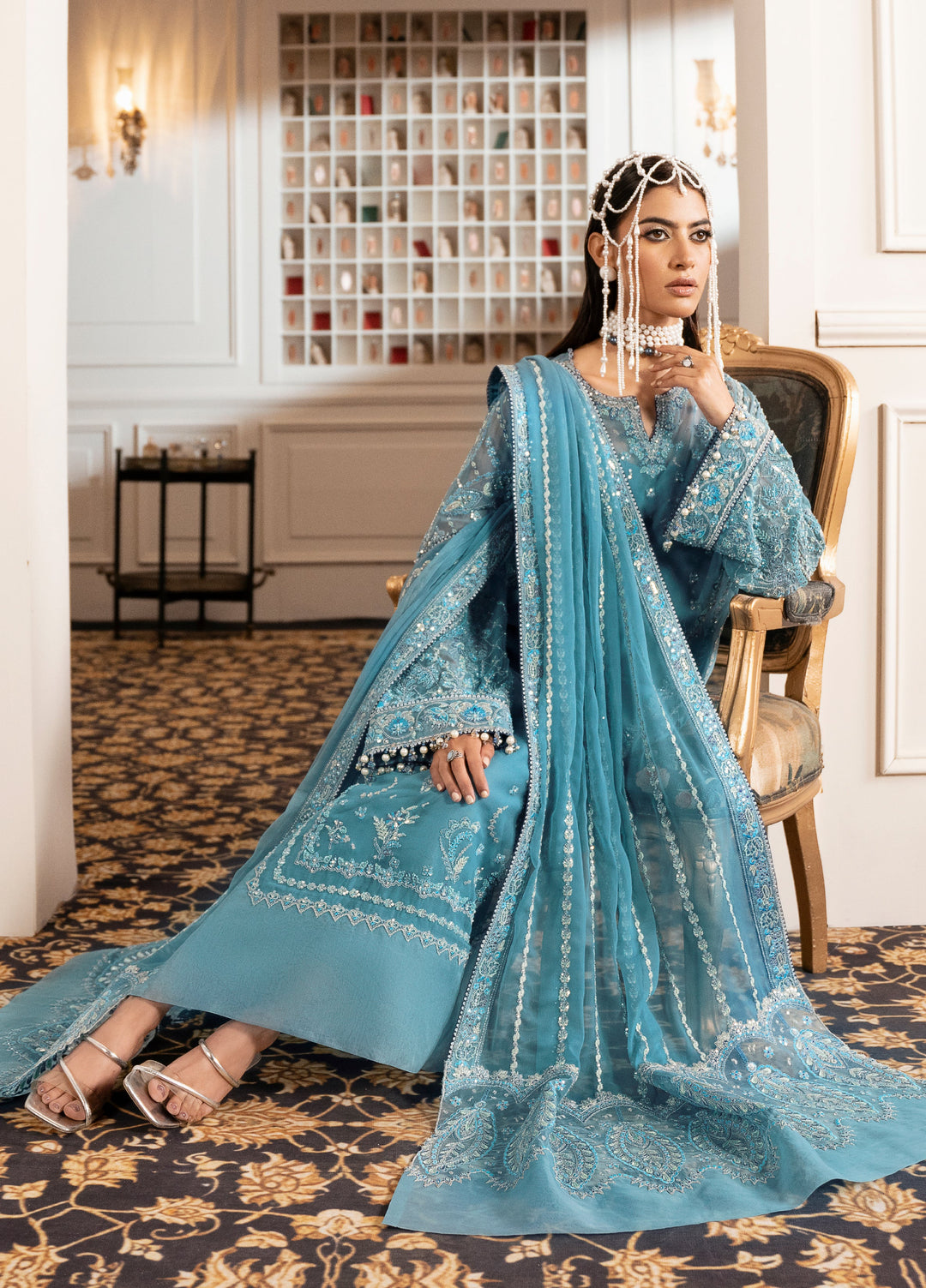 Check In by Zarizaa Embroidered Chiffon 3 Piece Suit ZZ26UCI DEW - Festive Collection