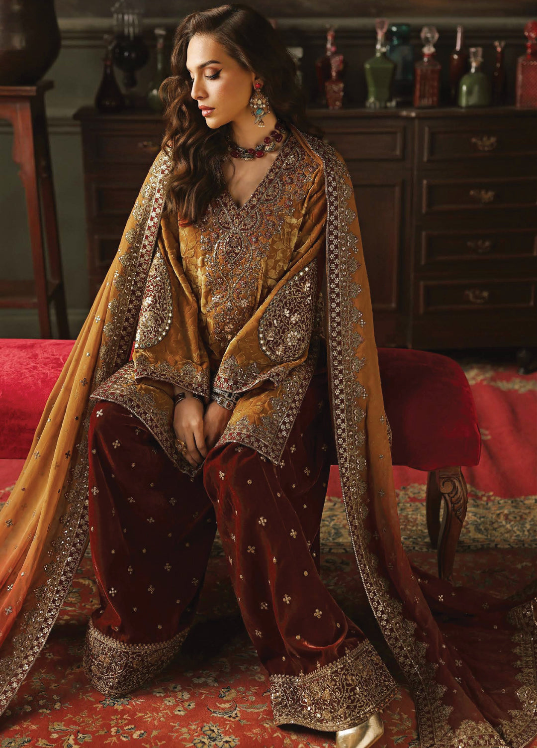 Signora by Charizma Unstitched Velvet Embroidered Suits 3 Piece CRZ25SV CVT5-12 - Festive Collection