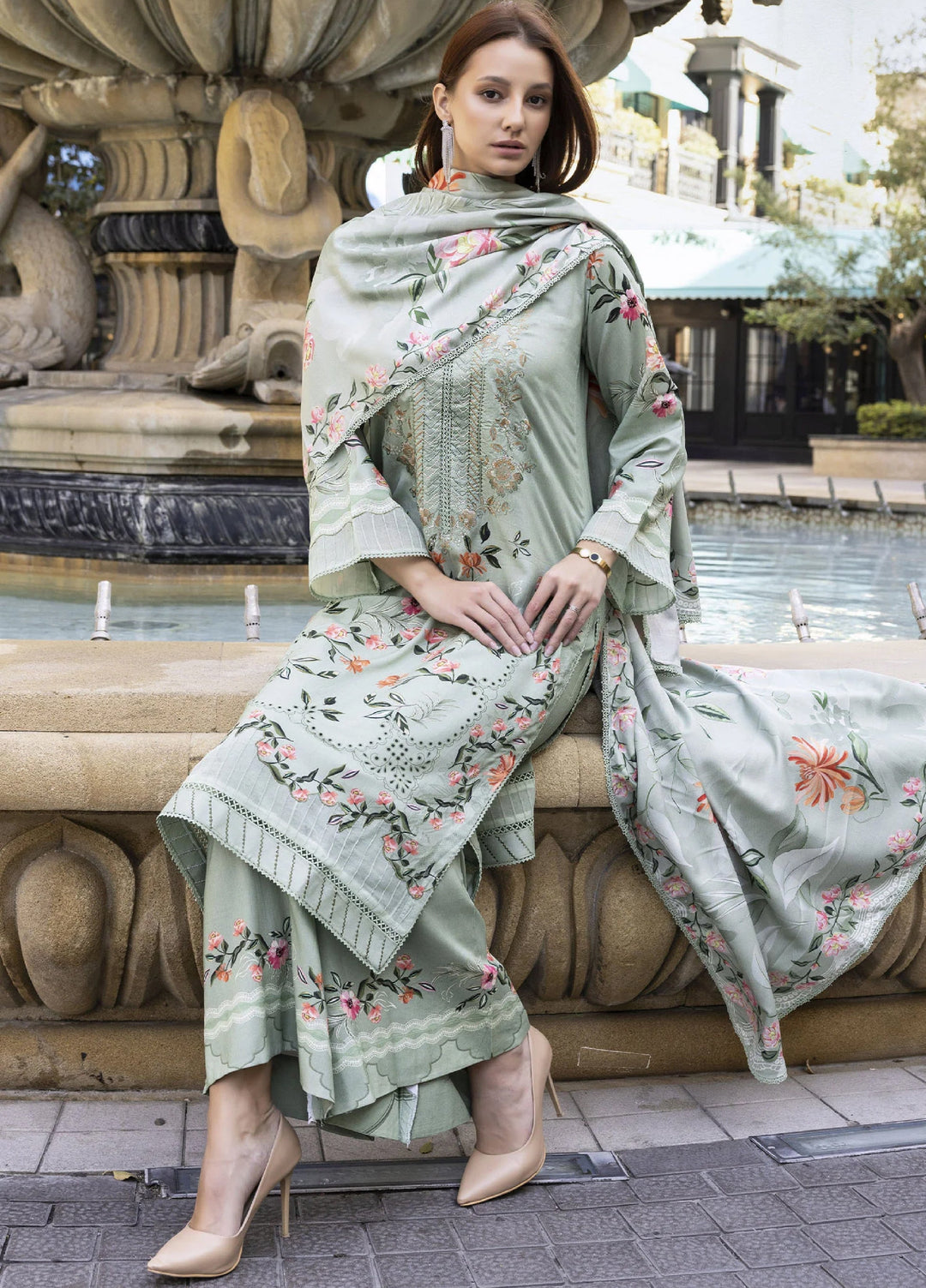 Meerak Women Pret Premium Embroidered Linen 3 Piece Nysa - Winter Collection