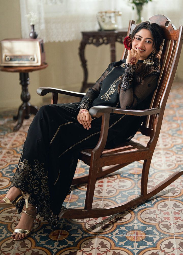 Eid Ensembles by Azure Unstitched Embroidered Chiffon 3 Piece Suit AZ26UEE ES-133 Nightangle - Eid Collection