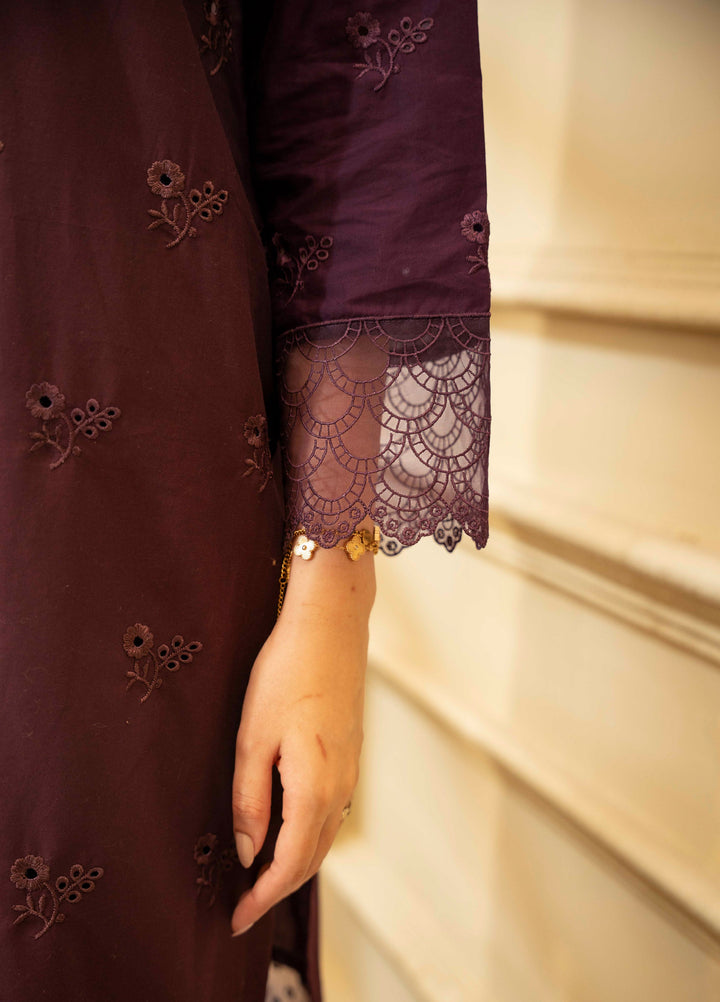 Naaz Couture Women RTW Embroidered Lawn 3 Piece Suit NC26RLC Plum - Casual Collection