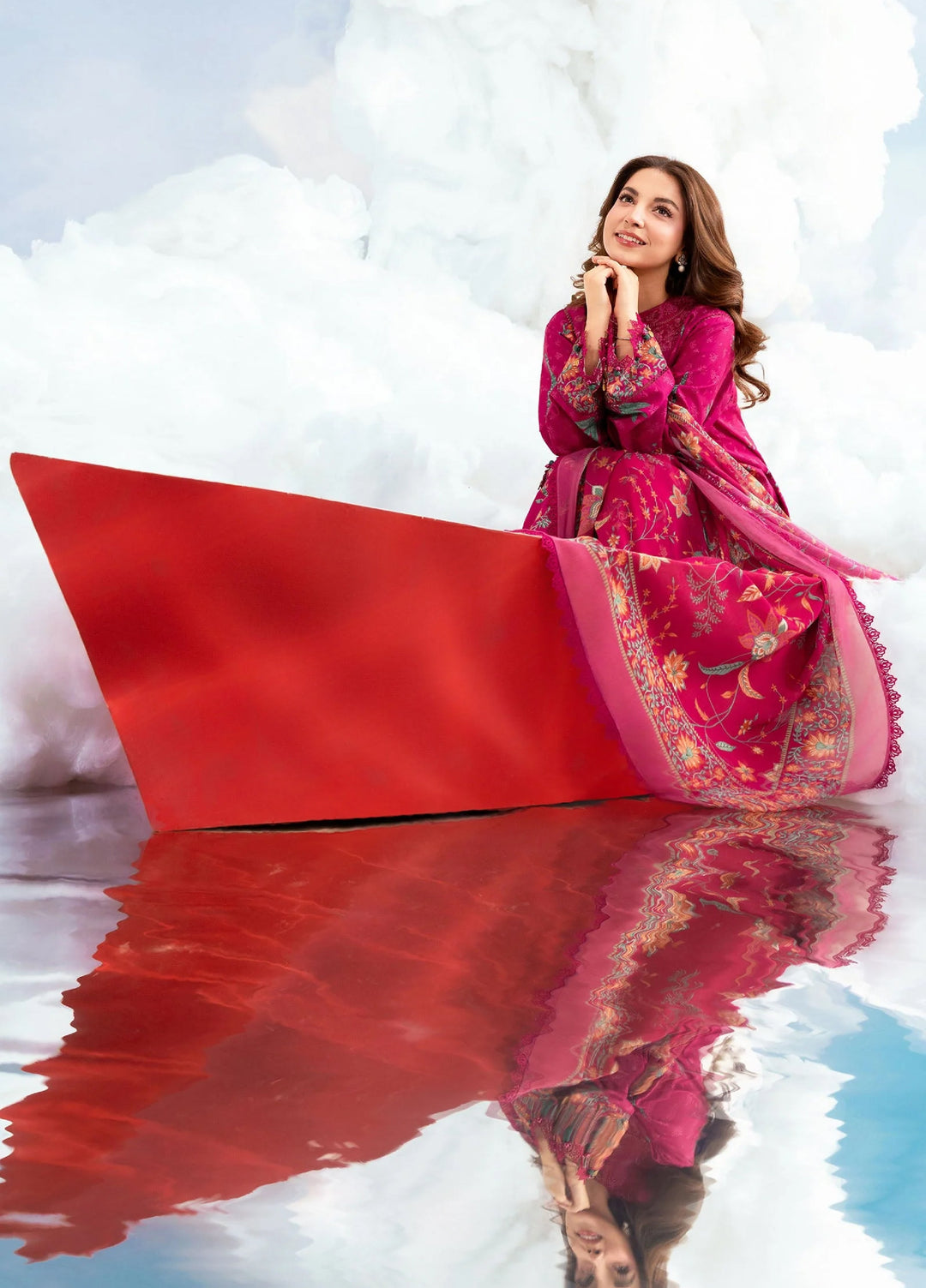 M Basics by Maria B Unstitched Embroidered Lawn 3 Piece Suit MB26SSEL MB-CUSV14-03B - Eid Collection