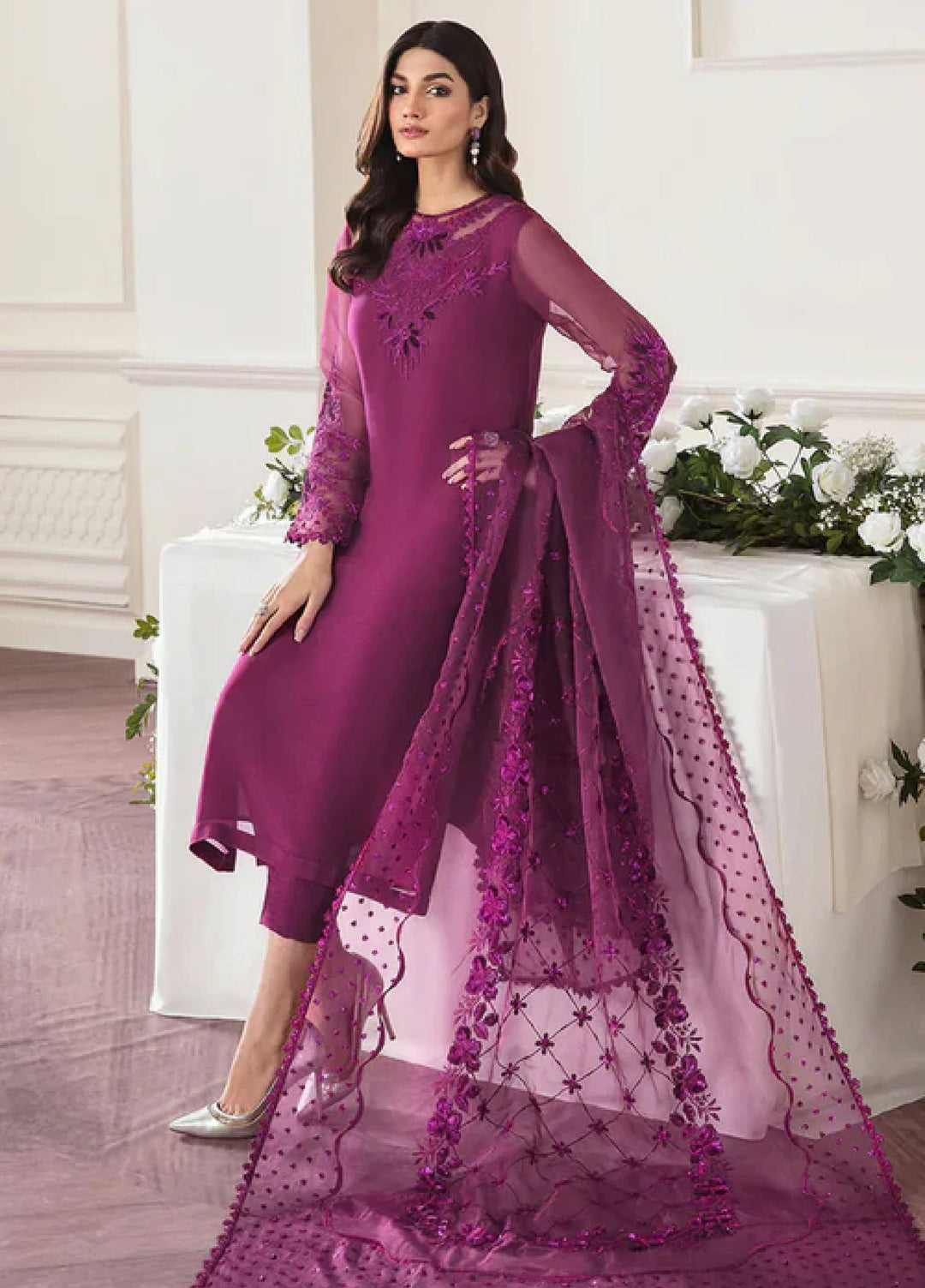 Chantelle by Baroque Unstitched Embroidered Chiffon 3 Piece Suit BQ26UCF UF-291 - Festive Collection
