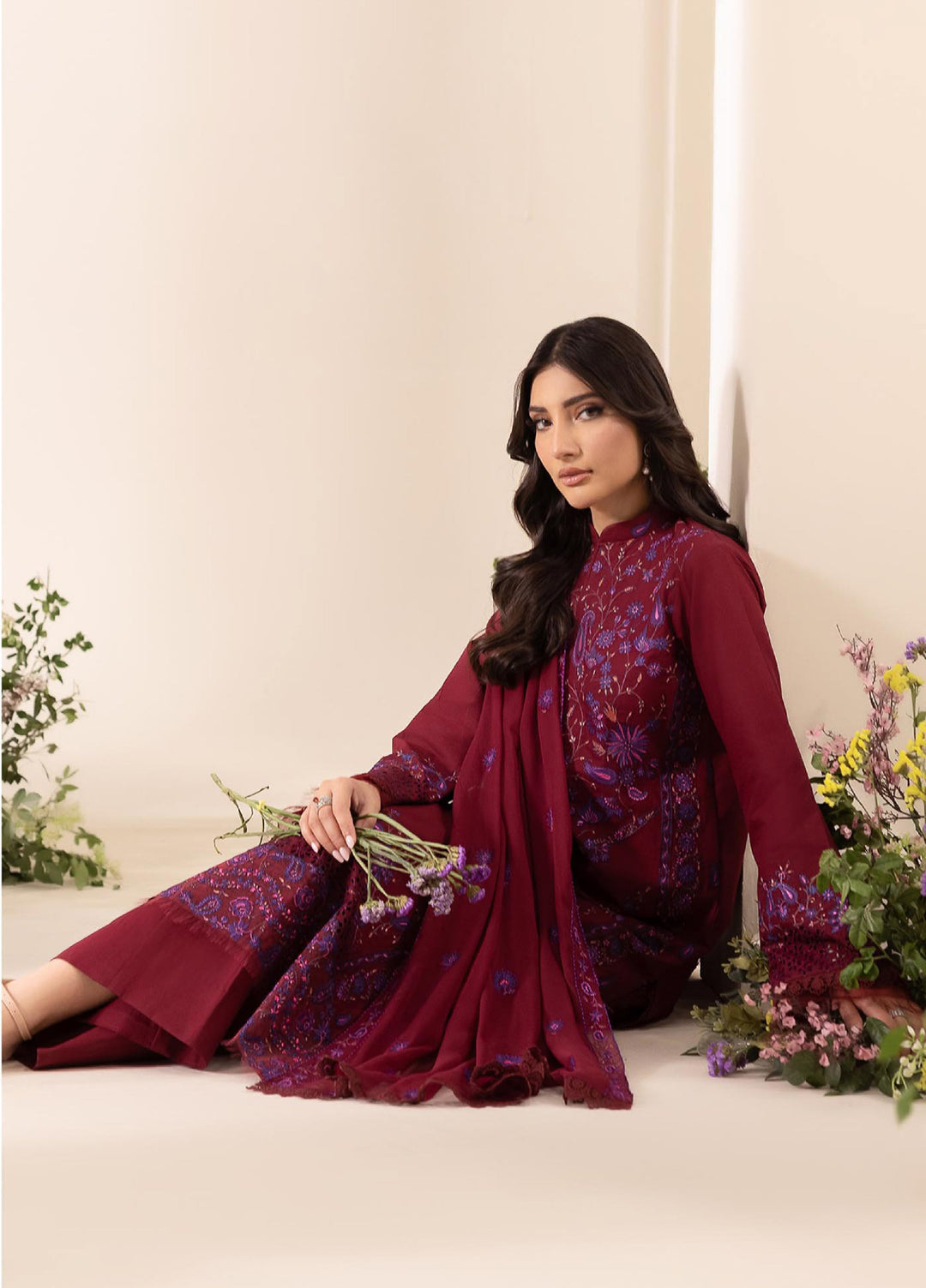 RajBari Exclusive Unstitched Embroidered Lawn 3 Piece Suit RB26UE D-8 - Summer Collection