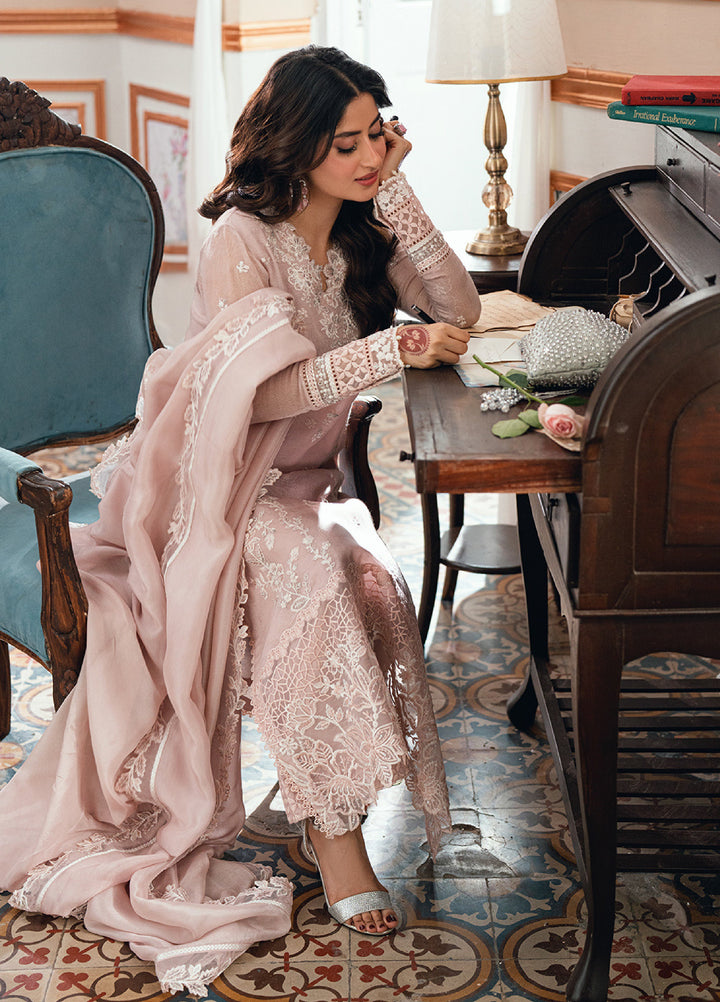 Eid Ensembles by Azure Unstitched Embroidered Khaddi Net 3 Piece Suit AZ26UEE ES-139 Rose Bud - Eid Collection