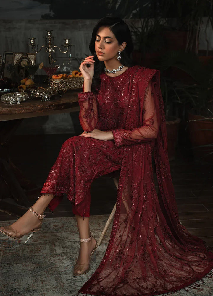 Zarif Women Unstitched Embroidered Net 3 Piece Suit ZR26UFC ZLR 01 MARLENE - Festive Collection