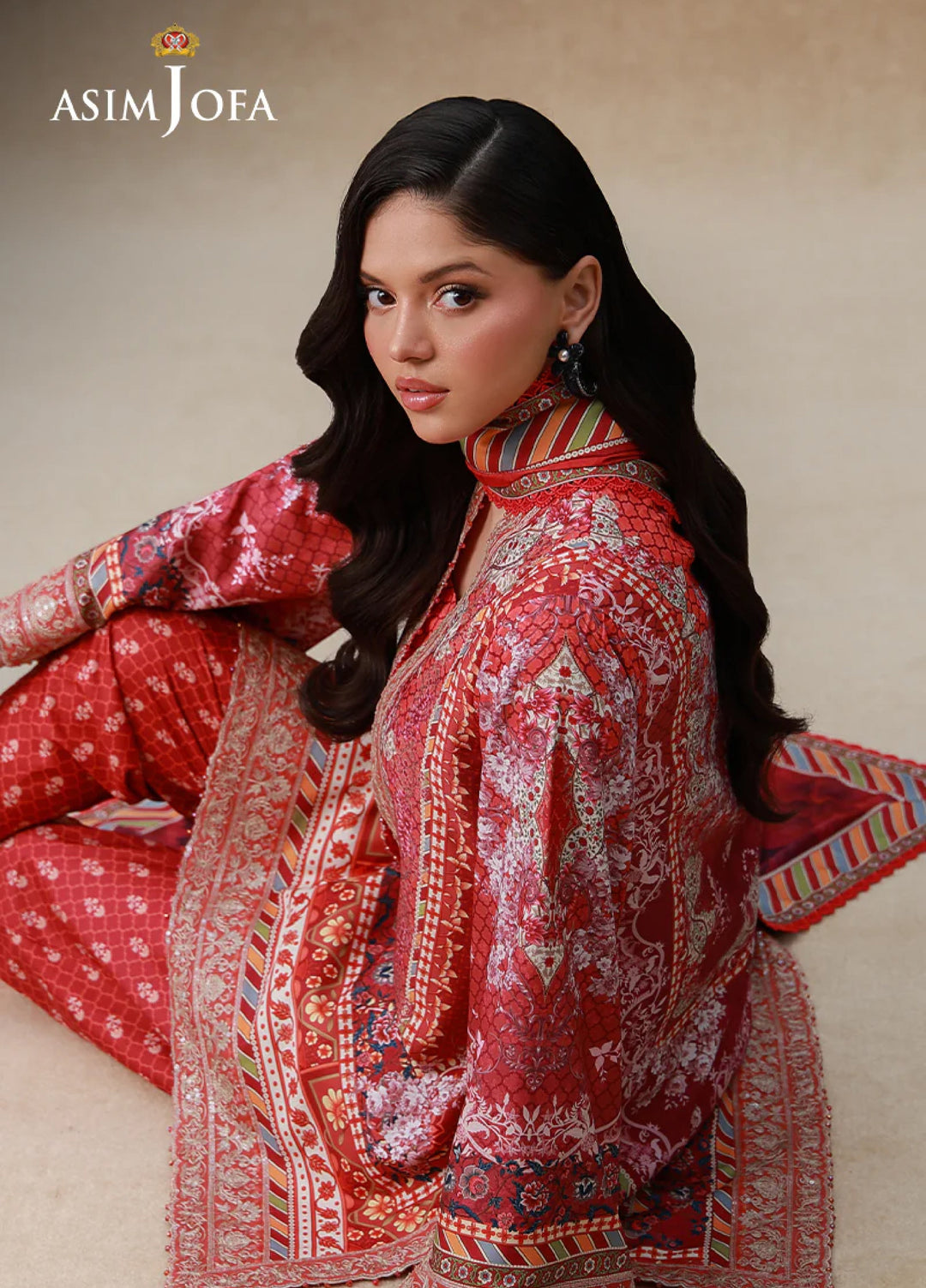 Asim Jofa Unstitched Printed Silk 3 Piece Suit AJ26UPS AJULSC-04 - Casual Collection