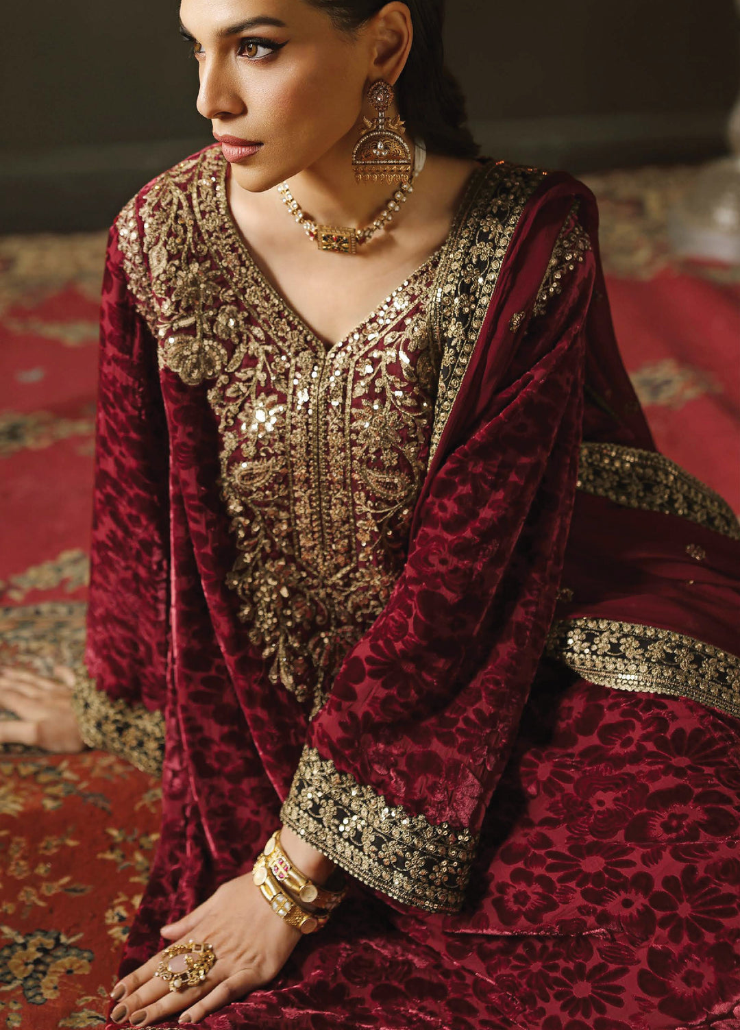 Signora by Charizma Unstitched Velvet Embroidered Suits 3 Piece CRZ25SV CVT5-15 - Festive Collection