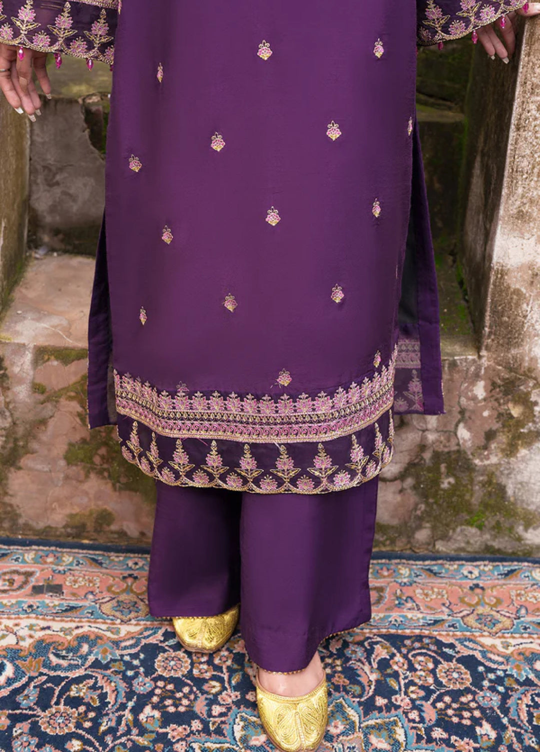 Zaria by Meeral Pret Embroidered Raw Silk 3 Piece Raven - Festive Collection