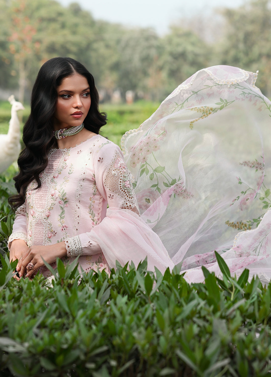 Tales of Petals by Sardinia Unstitched Embroidered Luxury Lawn 3 Pcs Suit SRD26UTP D-6 Pink Breeze - Festive