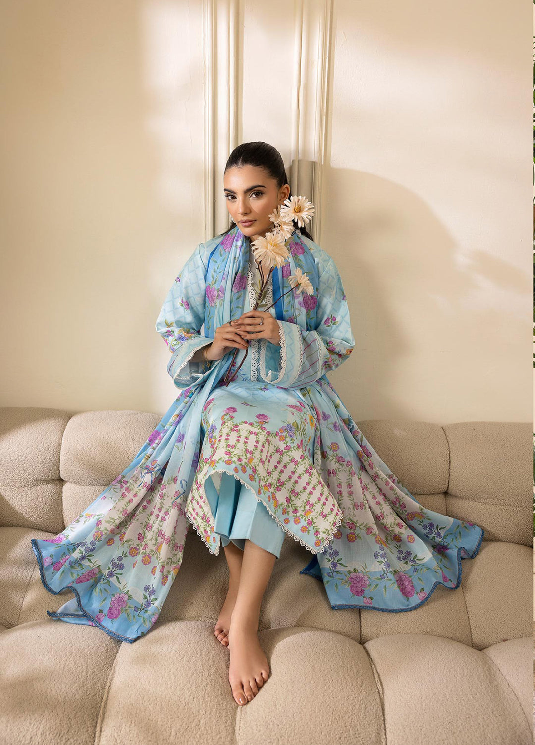 Nissa by RajBari Unstitched Printed Lawn 3 Piece Suit RB26ULN D-08 - Casual Collection