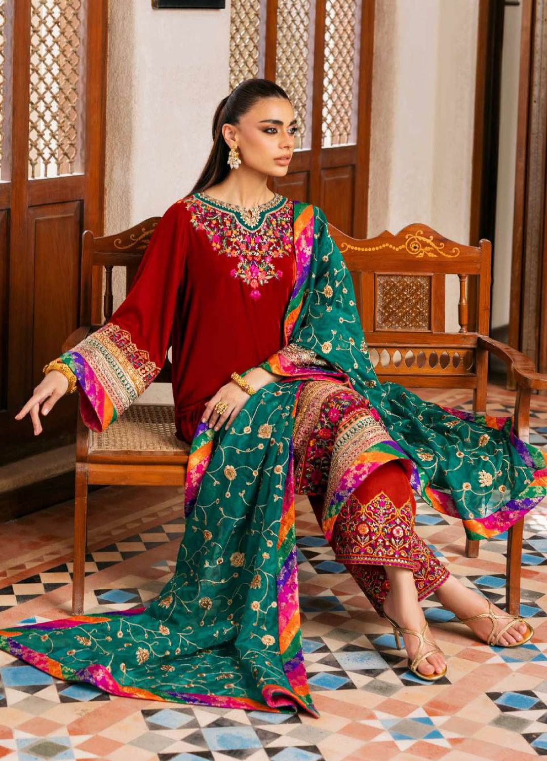Zainab Chottani Unstitched Velvet Embroidered 3 Piece ZC25UV Sifa - Festive Collection