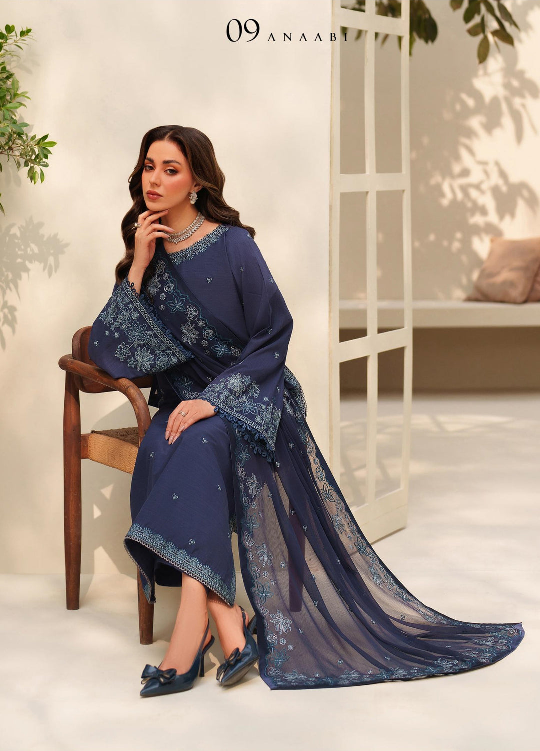 Tabeer by Zarif Unstitched Silk Embroidered 3 Piece Suit ZR26UT ZE-TS-09 ANABI - Winter Collection