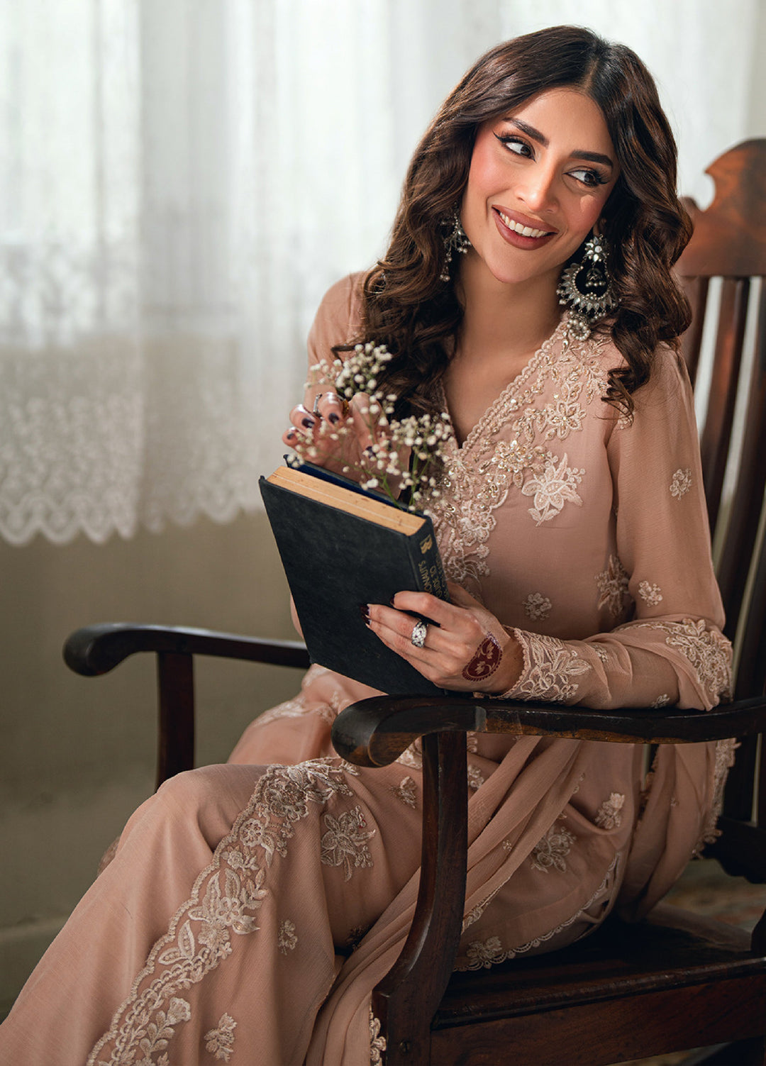 Eid Ensembles by Azure Unstitched Embroidered Chiffon 3 Piece Suit AZ26UEE ES-135 Cosmic Blush - Eid Collection