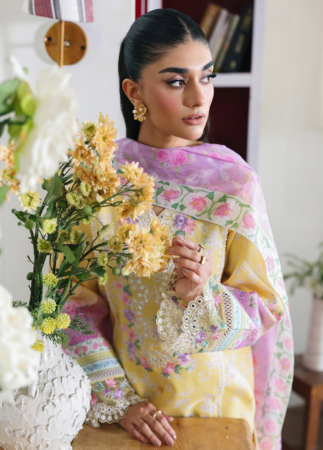 Nissa Floral Symphony by Rajbari Unstitched Lawn Embroidered 3 Piece Suit RB26UNF D-03 - Summer Collection