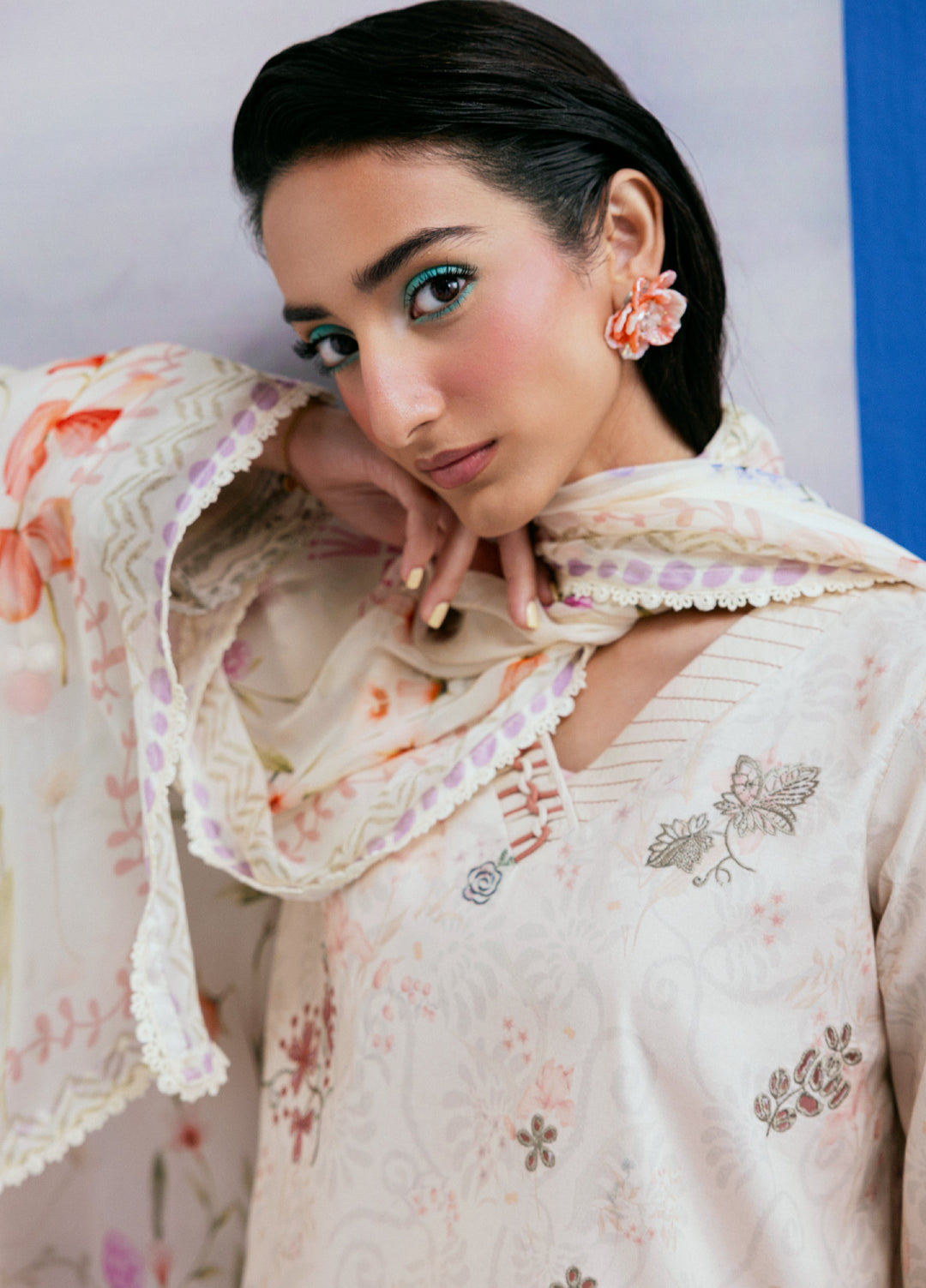 Zync by Florent Unstitched Embroidered Printkari Lawn 3 Piece Suit FL26UZP FZ-7B - Summer Collection