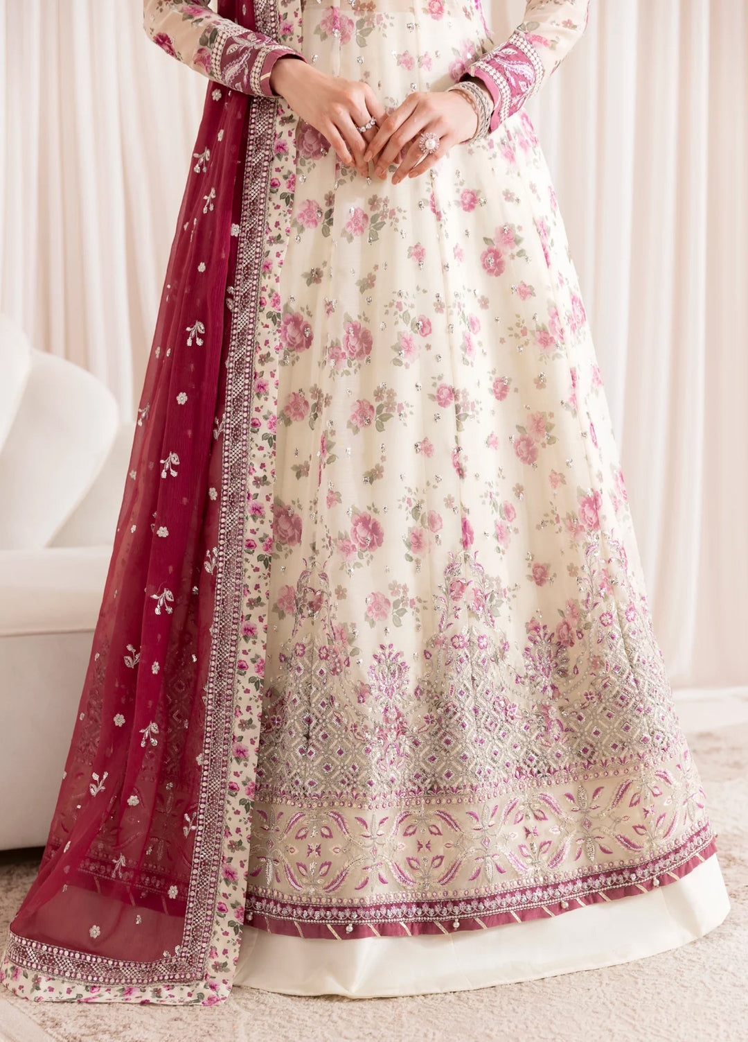 Xenia Formal Luxury Unstitched Embroidered Chiffon Suits 3 Piece XE25FL XF-1069 Dameera - Formals Collection