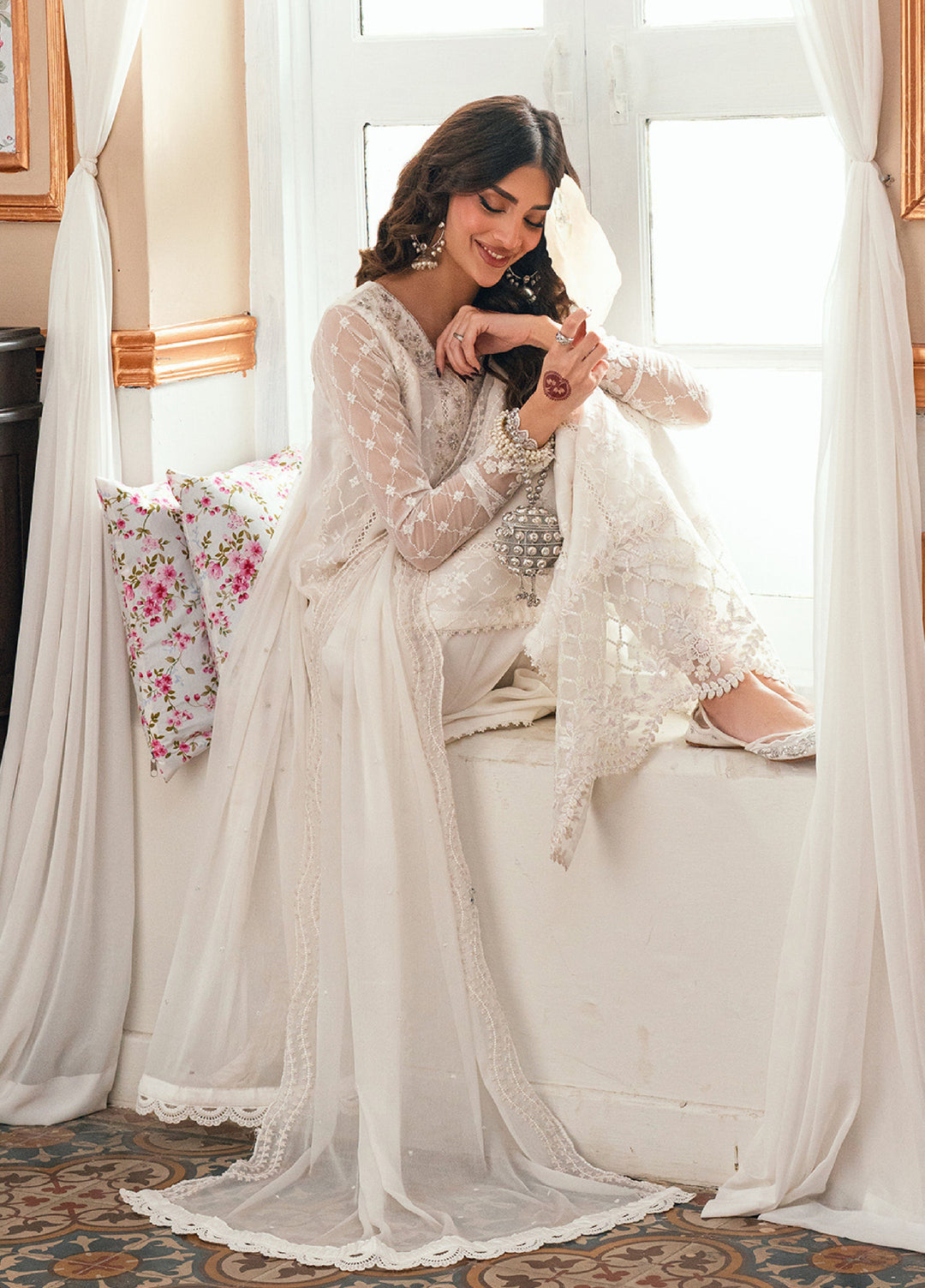 Eid Ensembles by Azure Unstitched Embroidered Chiffon 3 Piece Suit AZ26UEE ES-132 Mangolia - Eid Collection
