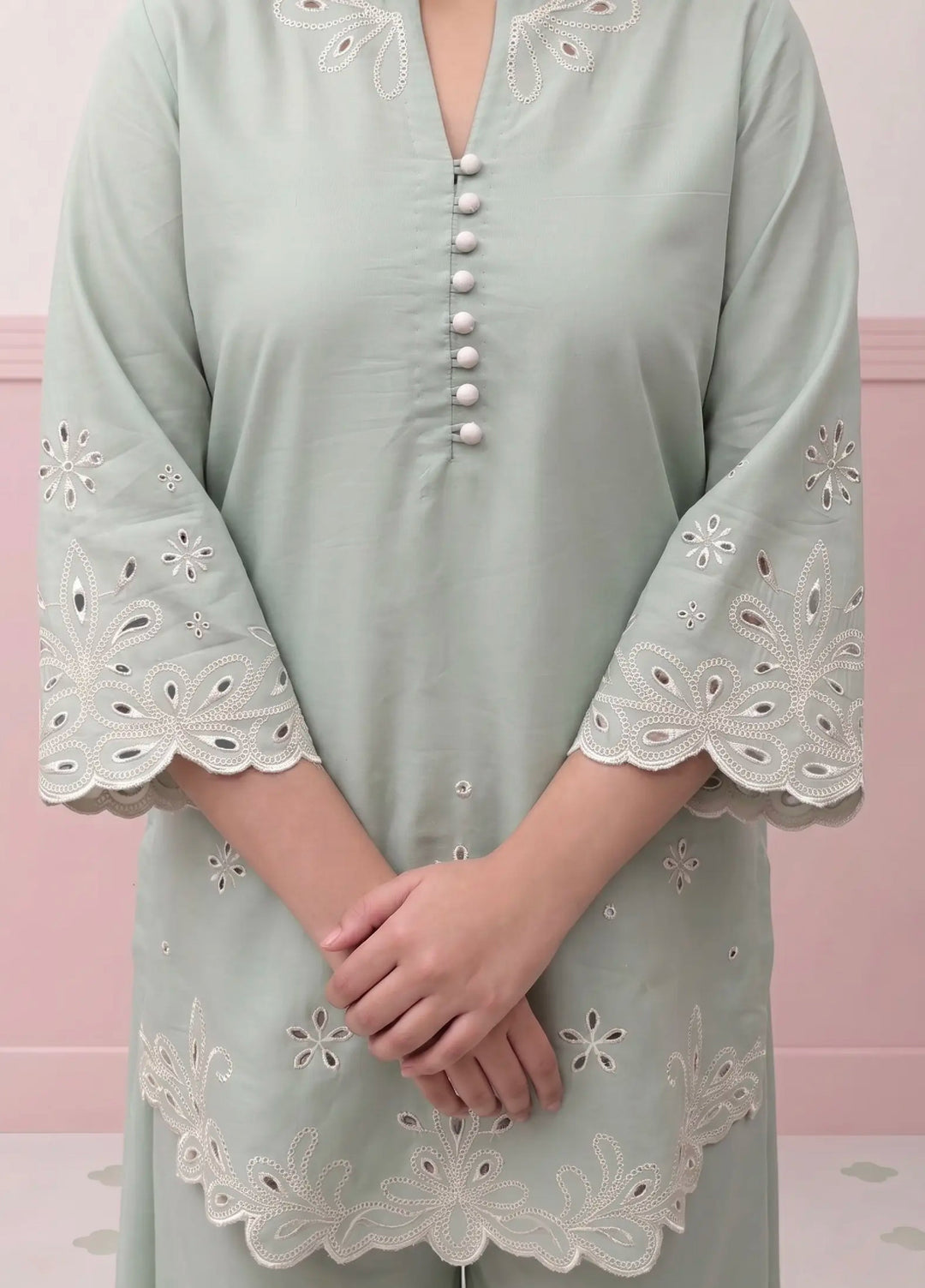 Scherezade Women RTW Embroidered Lawn Cotton 3 Piece Suit MATCHA - Casual Collection