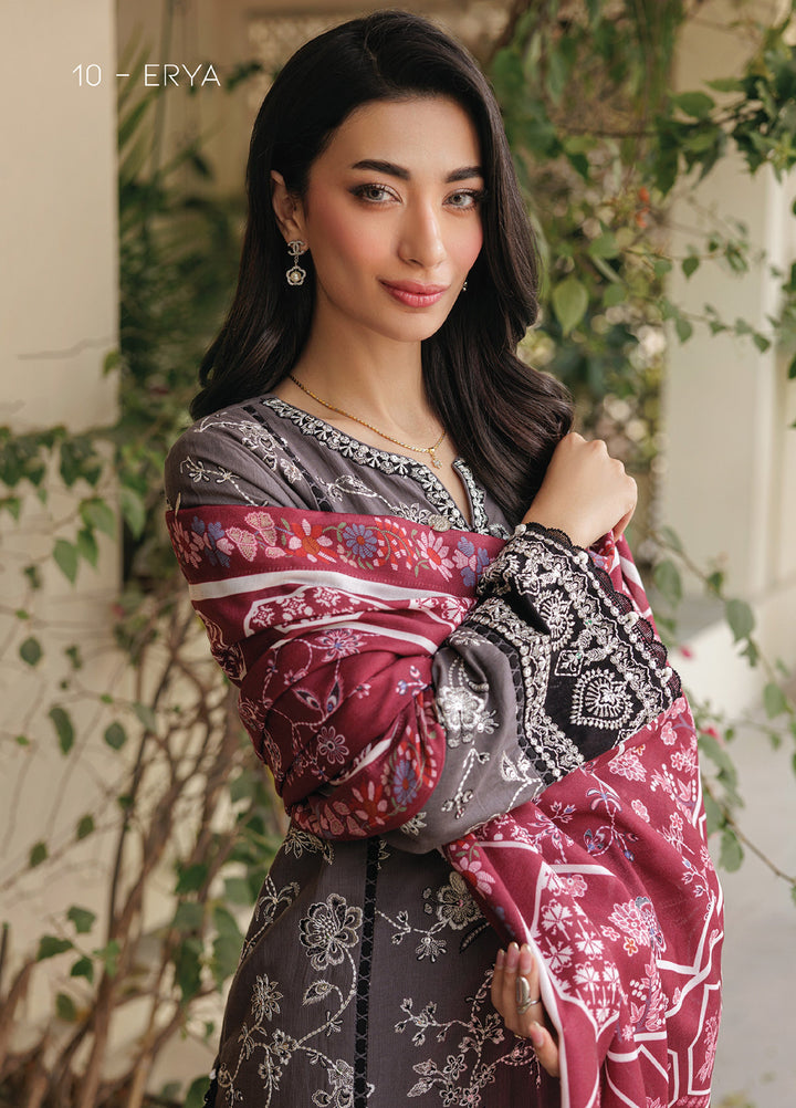 Xenia Unstitched Slub Khaddar Unstitched Embroidered Suits 3 Piece XE25SK D-10 Erya - Winter Collection