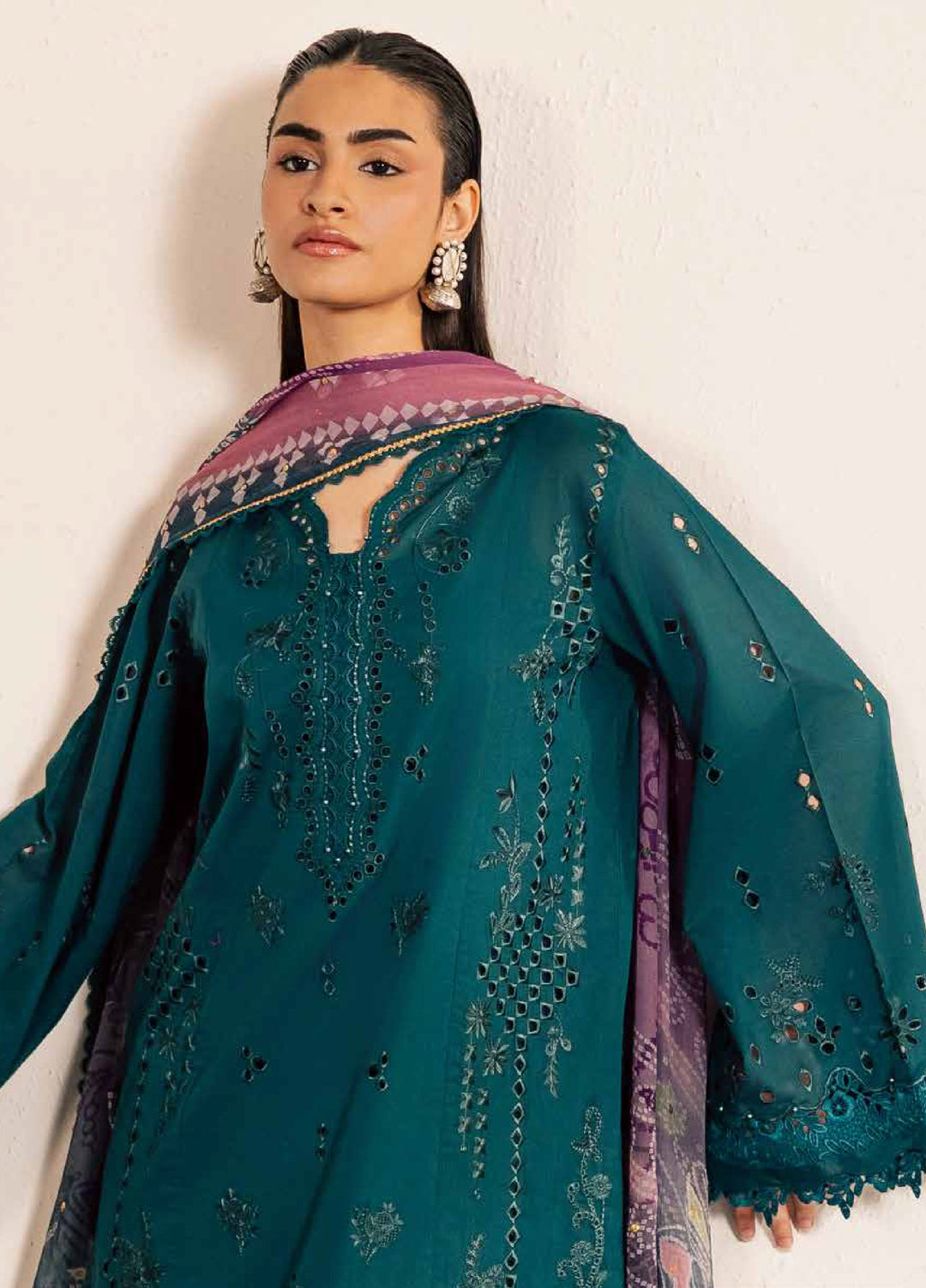 Bazar by Nureh Unstitched Chikankari Lawn 4 Piece Suit NU26UNL NE-256 - Eid Collection