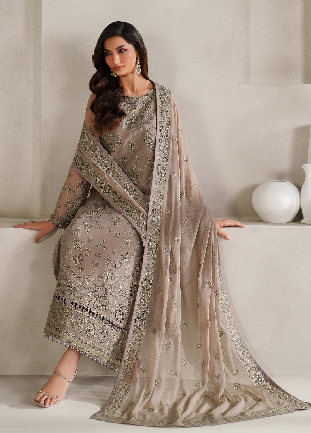 Muse Thread by Zarif Unstitched Chiffon Embroidered Suits 3 Piece ZRF25MT 08 AABROO - Festive Collection