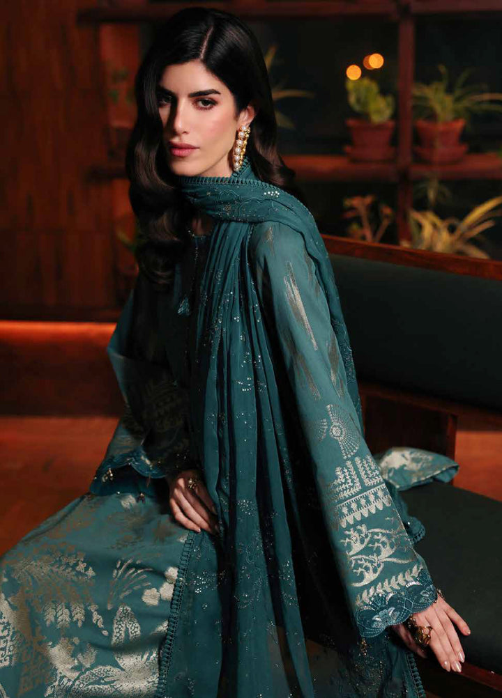 Nureh Exclusive Unstitched Embroidered Lawn Jacquard 3 Piece Suit NU26EU NE-224 - Festive Collection