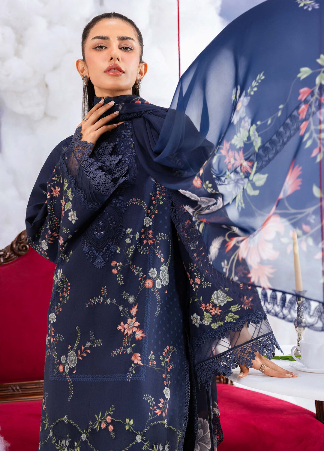 M Basics by Maria B Unstitched Embroidered Lawn 3 Piece Suit MB26SSEL MB-CUSV14-07B - Eid Collection