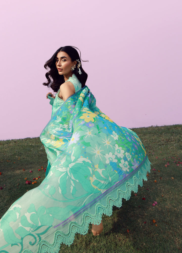 Mirha by Sahar Unstitched Embroidered Lawn 3 Piece Suit SS1-26-43 Turquoise Drift  - Summer Collection