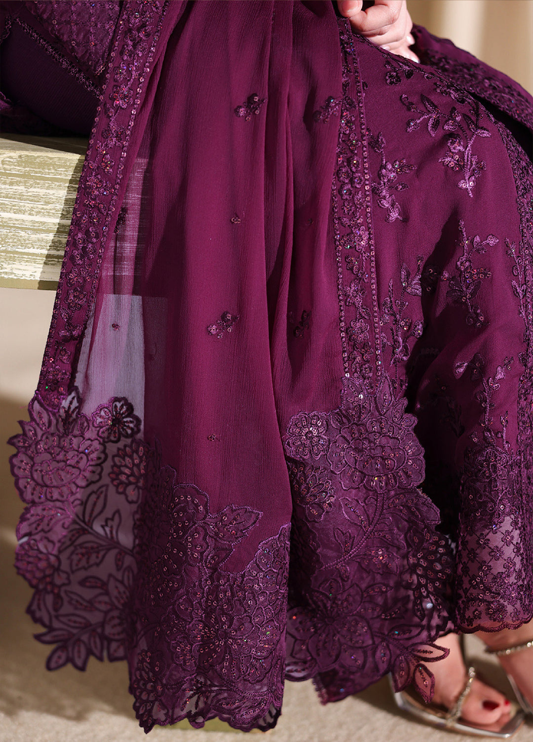 Azure Unstitched Embroidered Chiffon 3 Piece Suit AZ26ULC Garnelle - Festive Collection