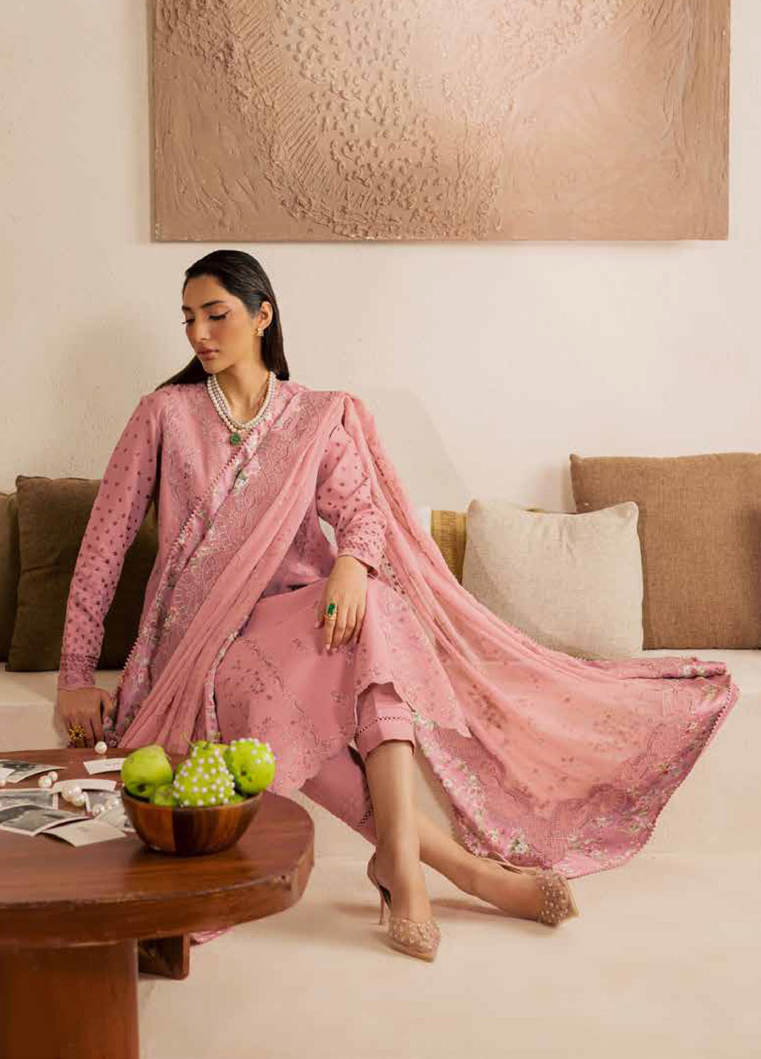 Nureh Exclusive Unstitched Lawn Karandi Embroidered 3 Piece Suit NU26UE NE-216 - Spring Collection