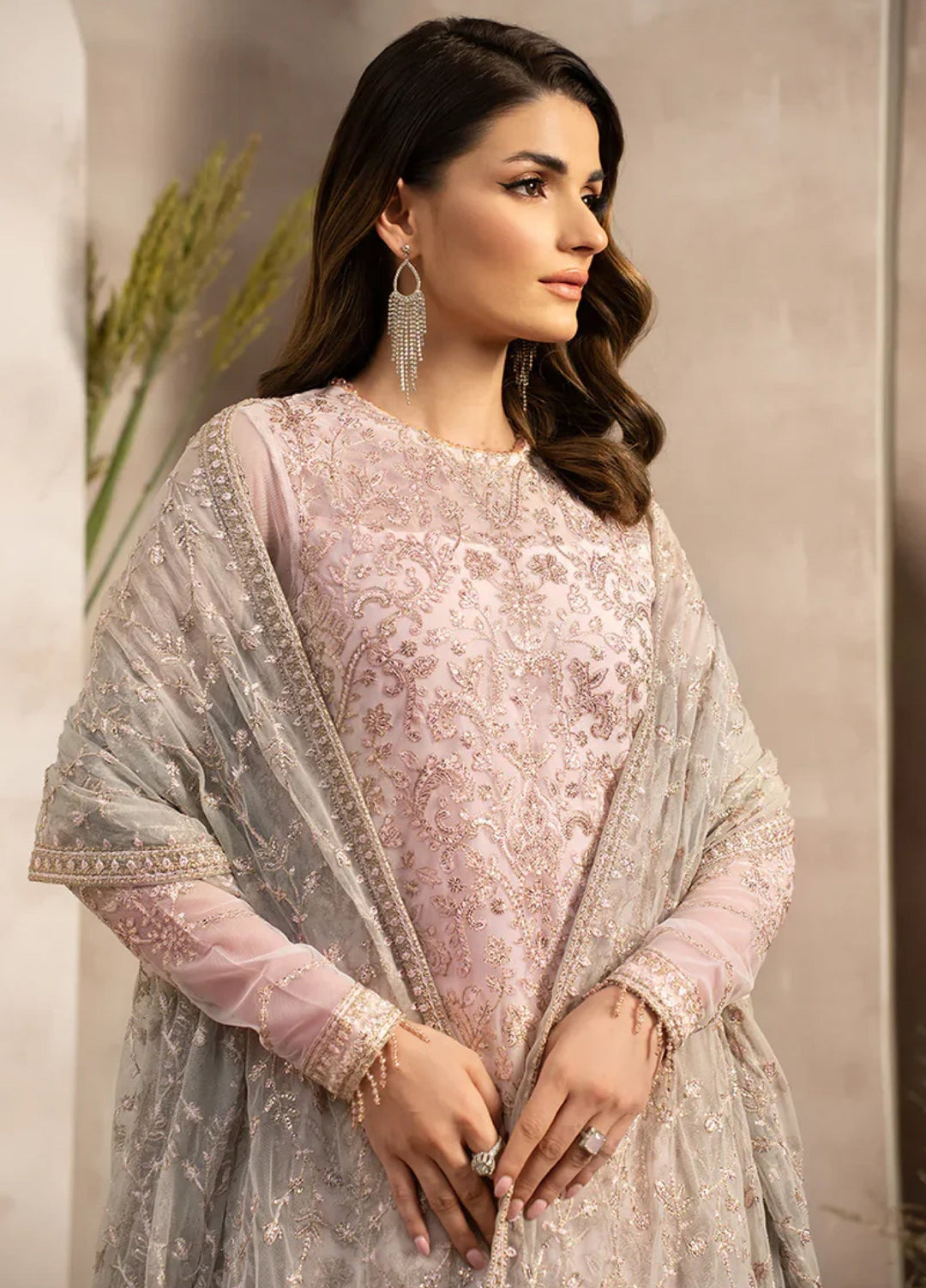 Zarif Women Unstitched Embroidered Net 3 Piece Suit ZR26UFC ZRN 07 LYRAH - Festive Collection