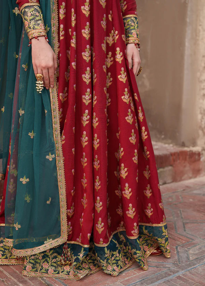 Zaria by Meeral Pret Embroidered Raw Silk 3 Piece Scarlet - Festive Collection