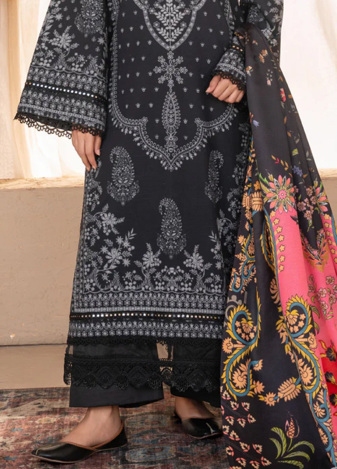 Jugnu by Chandan Nagri Women Pret Embroidered Khaddar 3 Piece Suit Raami - Winter Collection