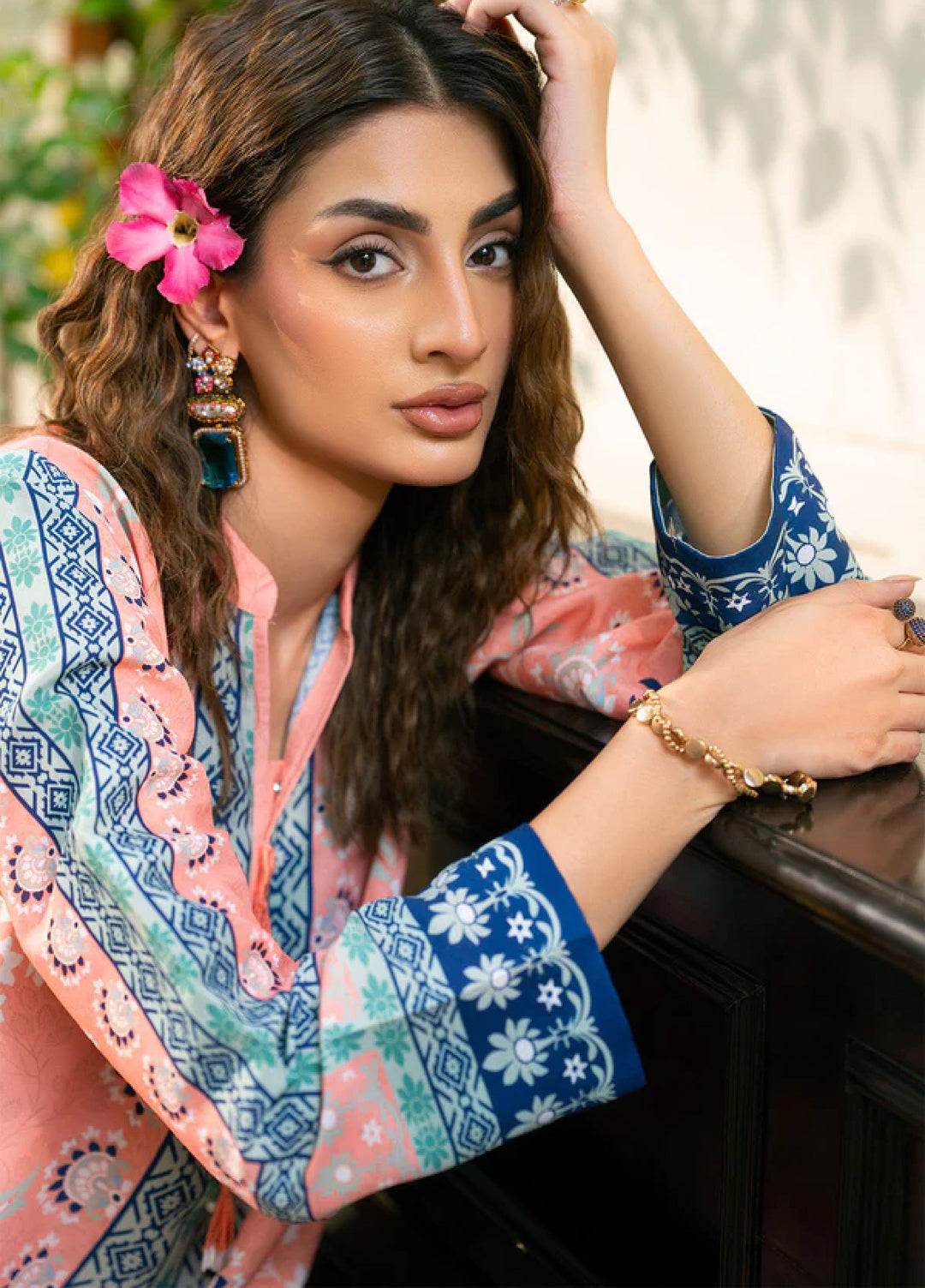 Nairah Women Pret Printed Crepe Suit NAH26PN Peach Melon - Spring Collection