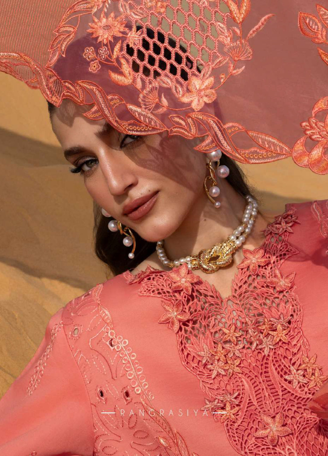 Rang Rasiya Premium Unstitched Embroidered Lawn 3 Piece Suit RR26UP D-1 Elnaz - Festive Collection