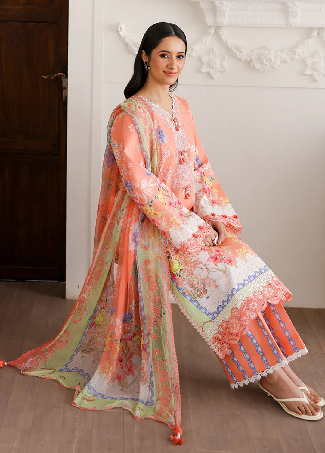 Sunlit Tales by Roheenaz Unstitched Embroidered Lawn 3 Piece Suit RN26ULS Blush tale RUNSS260710 - Lawn Collection