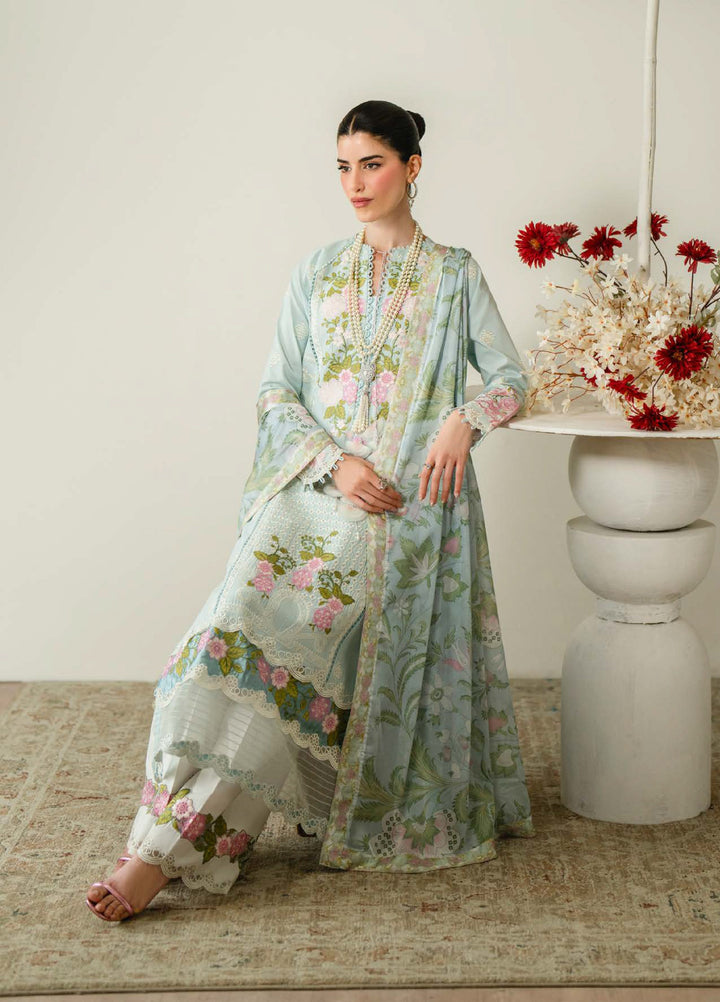 Blooming Flower by Zariya Unstitched Embroidered Lawn 3 Piece Suit ZRY26ULB IDALIA ZB-60107 - Festive Collection