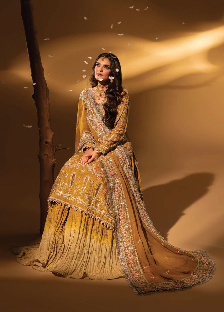 Aylin Unstitched Raw Silk Embroidered Suits 3 Piece AYL25US MUSTARD CHARM - Festive Collection