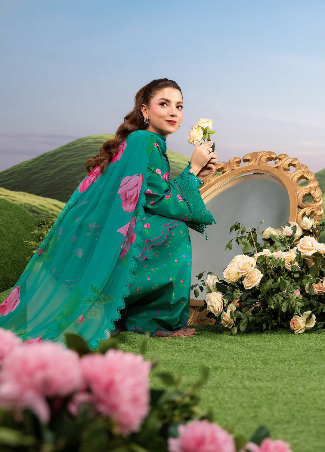 M Basics by Maria B Unstitched Embroidered Lawn 3 Piece Suit MB26SSEL MB-CUSV14-09A - Eid Collection
