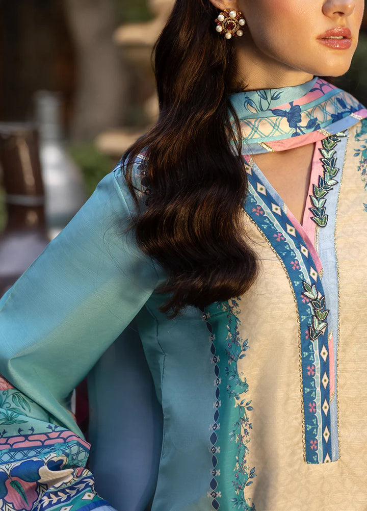 Mushq Hemline Echoes Of Serneity Unstitched Festive Raw Silk Printed 3 Piece MQ25ES D-07 Seraphic Dust - Festive Collection