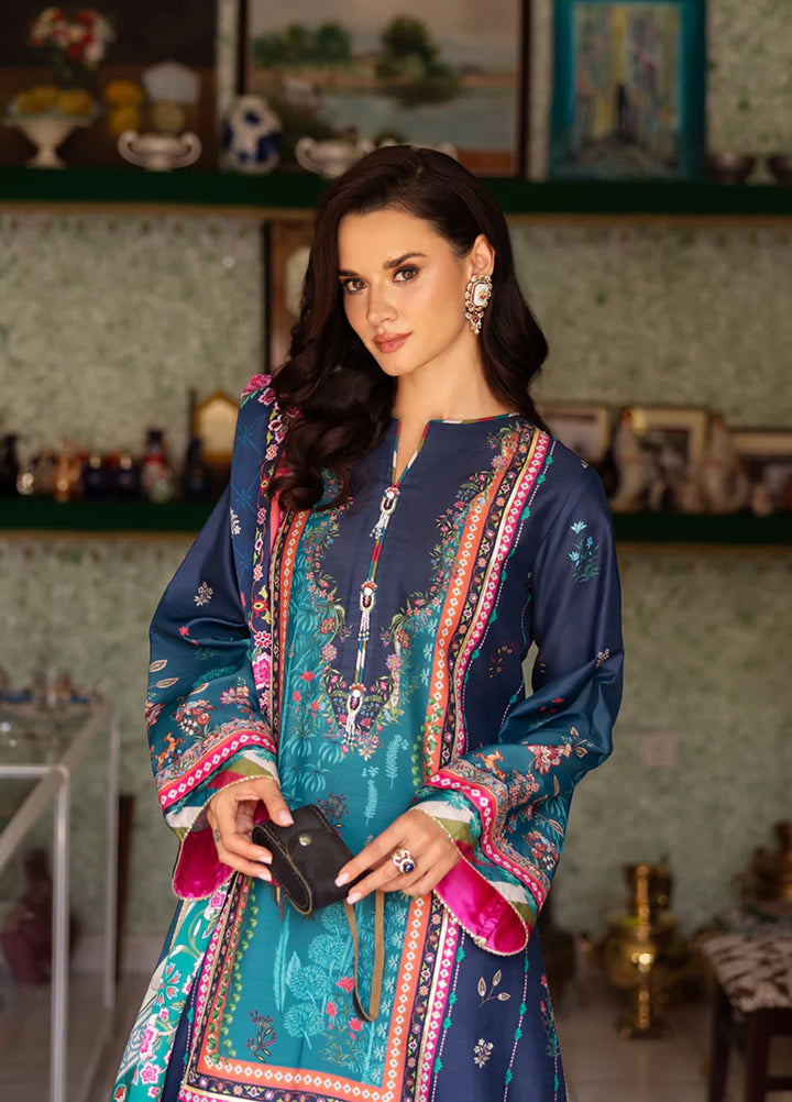 Mushq Hemline Echoes Of Serneity Unstitched Festive Raw Silk Printed 3 Piece MQ25ES D-03 Nova Bloom - Festive Collection