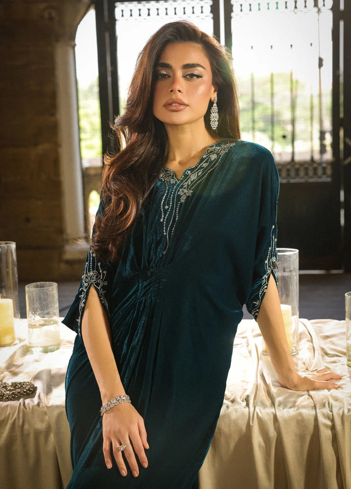 Elayra by Sahar Pret Velvet 1 Piece Embroidered Emerald Enchant - Festive Collection