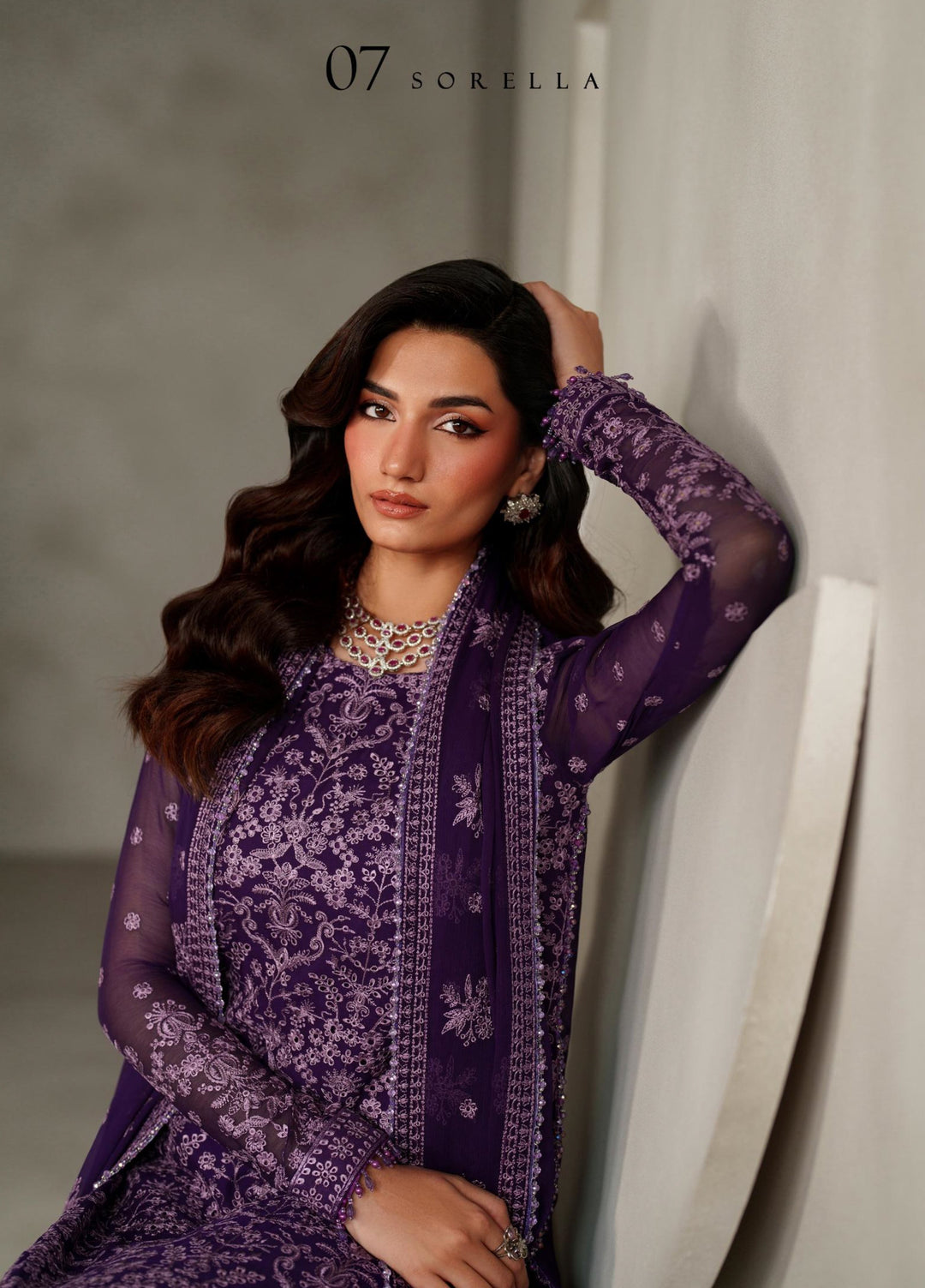 Muse Thread by Zarif Unstitched Chiffon Embroidered Suits 3 Piece ZRF25MT 07 SORELLA - Festive Collection