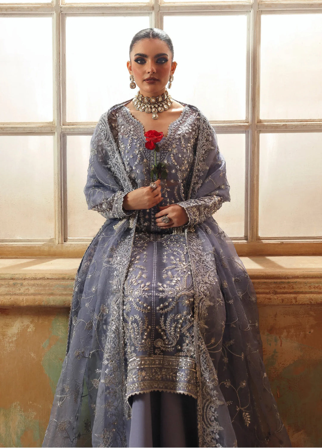 Zyra Unstitched Embroidered Organza 3 Piece Suit ZY26UW D-5 Diana - Wedding Collection