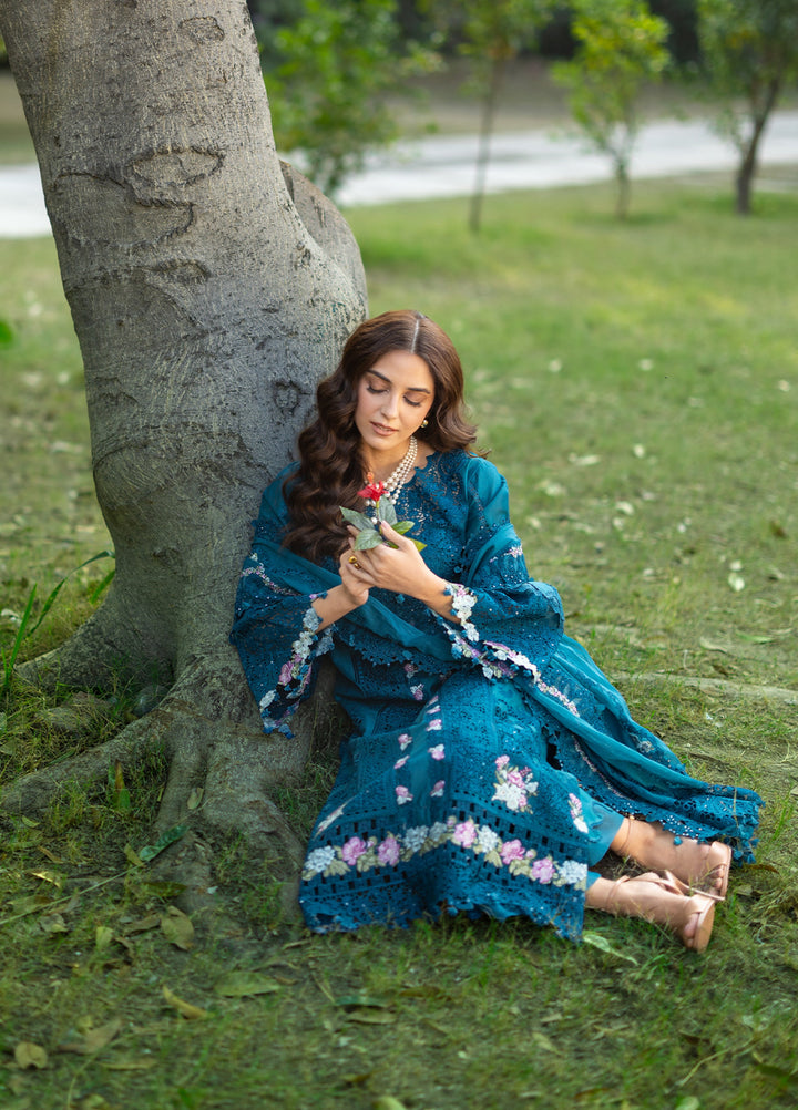 Elaf Premium Unstitched Embroidered Luxury Lawn 3 Piece Suit EL26UPL ELY-6 SAPPHIRE - Summer Collection