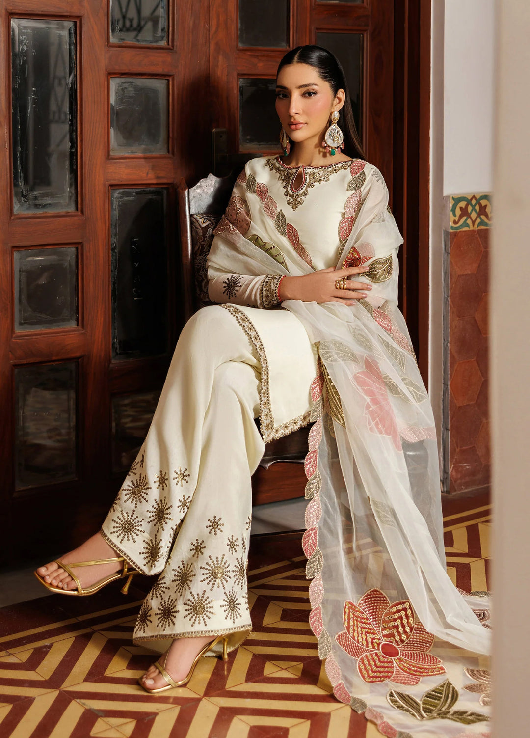 Nourah by Zarif Unstitched Embroidered Chiffon 3 Piece Suit ZR26UCN Nourah ZF/ZQH/AMANI 01 - Festive Collection