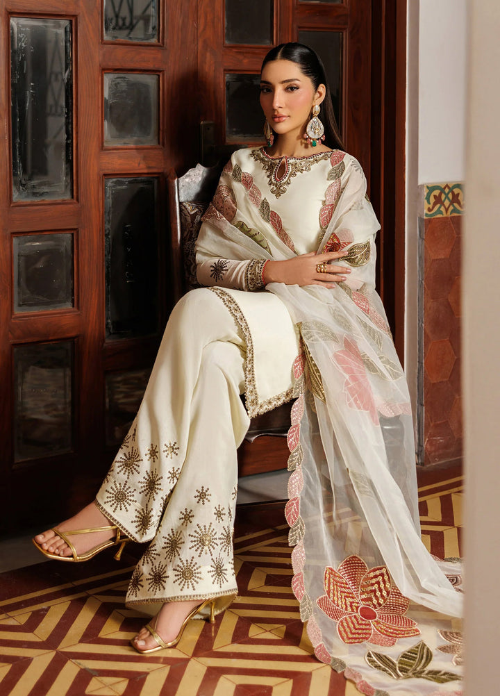 Nourah by Zarif Unstitched Embroidered Chiffon 3 Piece Suit ZR26UCN Nourah ZF/ZQH/AMANI 01 - Festive Collection
